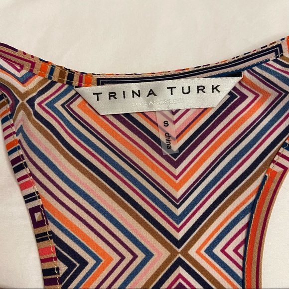 Trina Turk Geometric Print Silk Sleeveless Top - Picture 8 of 12
